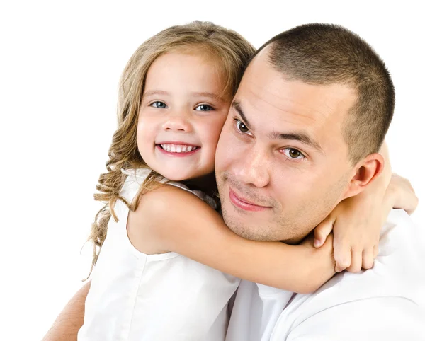 Portrait of smiling father and daughter isolated Royalty Free Stock Images
