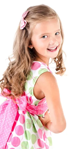 Happy cute little girl in princess dress isolated — Stock Photo, Image