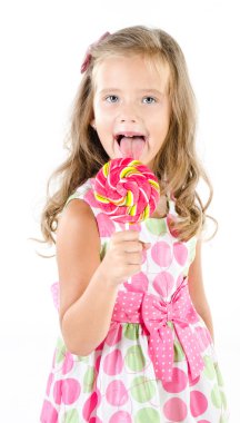 lolipop izole mutlu küçük kız