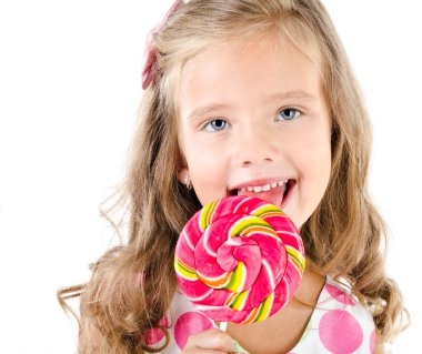 lolipop izole mutlu küçük kız