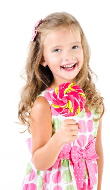 lolipop izole mutlu küçük kız