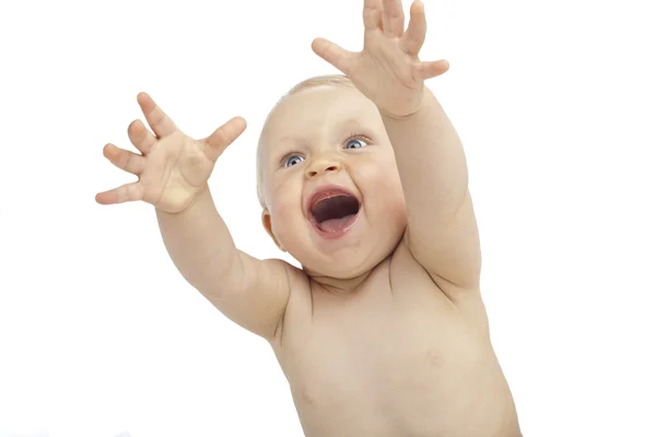 gülen bebek eller izole üzerinde beyaz