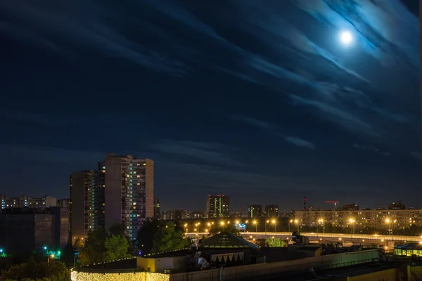 City full moon - night view — Stock Photo, Image