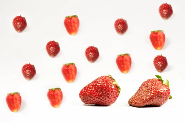 Red Juicy Ripe Strawberries White Table — Stock Photo, Image