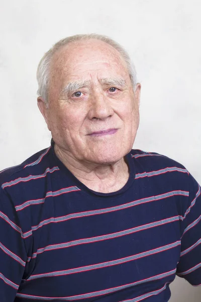 Portrait Elderly Man Striped Shirt — Stock Photo, Image