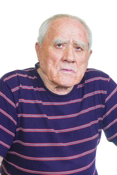 Retrato Anciano Con Camisa Rayas —  Fotos de Stock