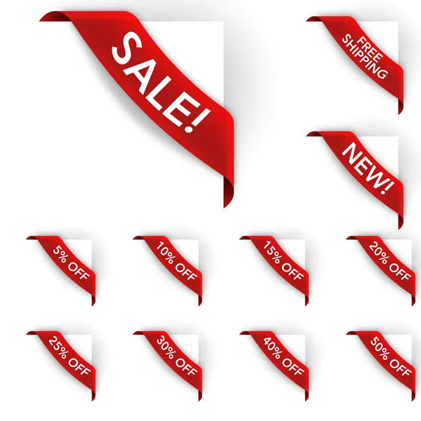 Czerwony etykiety sprzedaży i e-commerce — Wektor stockowy