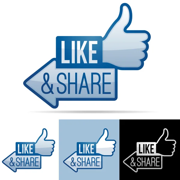 Like and Share Thumbs Up — Stock Vector