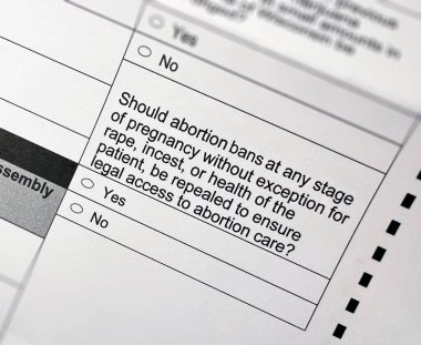 Madison, Wisconsin / ABD - 23 Eylül 2022: Kürtaj yasağı oylamasının iptali ile ilgili isimsiz bir referandum.