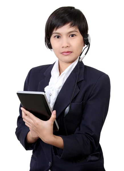 Mulher com fones de ouvido — Fotografia de Stock