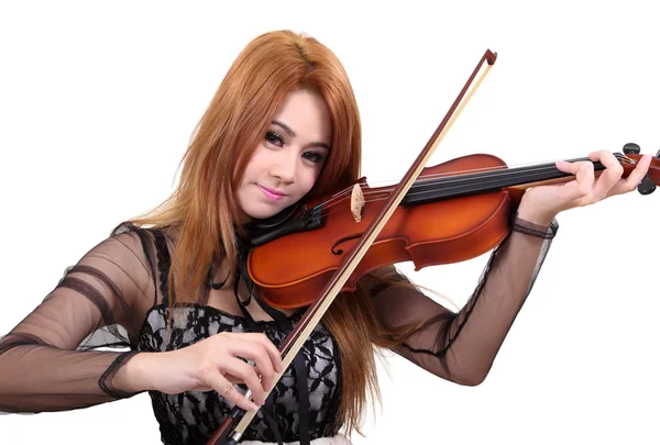 Asian woman and violin — Stock Photo, Image
