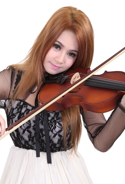 Mulher asiática e violino — Fotografia de Stock