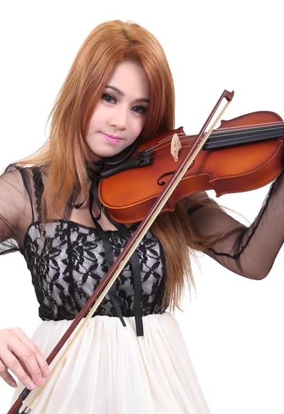 Donna asiatica e violino — Foto Stock