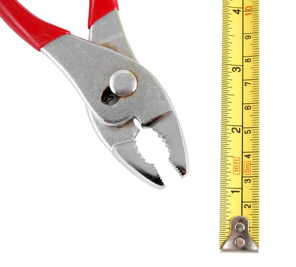 Pliers and tape measure — Stock Photo, Image