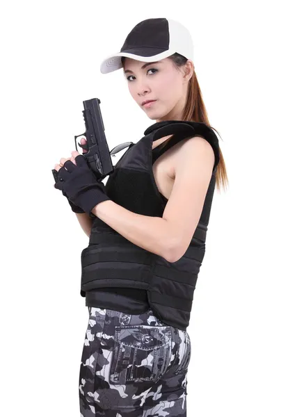 Mujer y arma —  Fotos de Stock