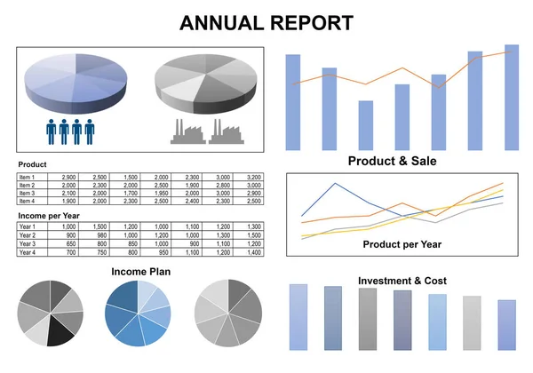 Yatırım Gelirleri Ürünlerinin Grafikli Grafik Evraklı Yıllık Raporu Resmi — Stok fotoğraf