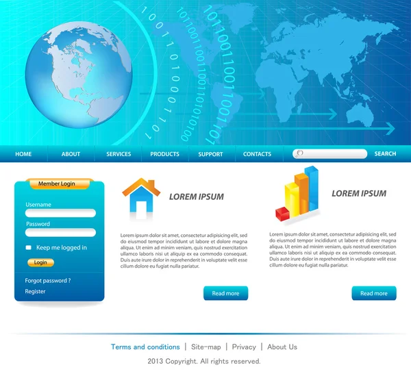 Μπλε ιστοσελίδα πρότυπα — Διανυσματικό Αρχείο