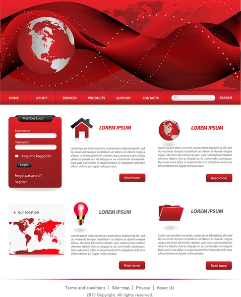 Vorlage: Webseite red — Stockvektor