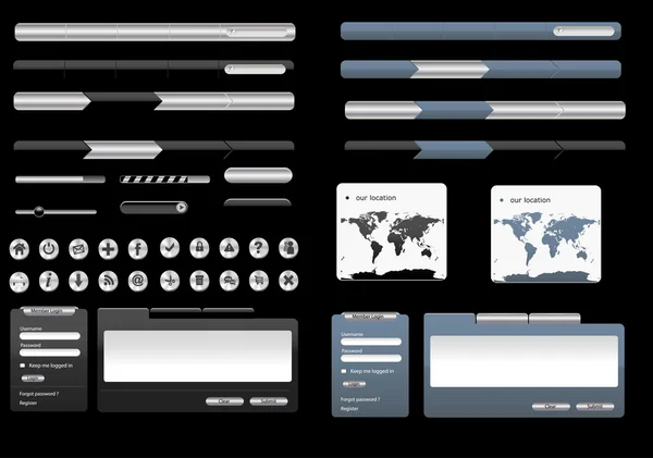Web design elementos metálicos — Vetor de Stock