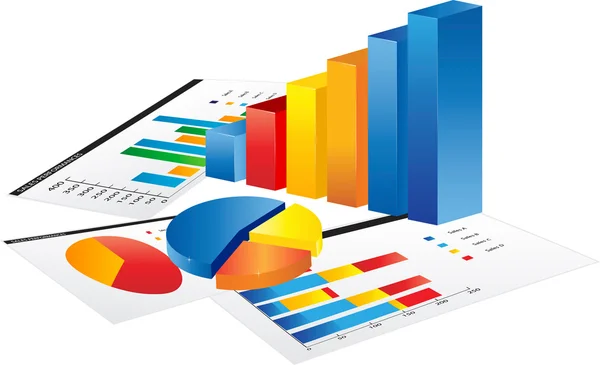 Gráfico 3d e um papel — Vetor de Stock