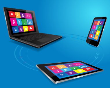 modern dizüstü bilgisayar, tablet ve akıllı telefon