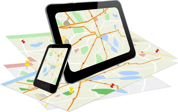 Tablette PC et Smart Phone avec système de navigation — Image vectorielle