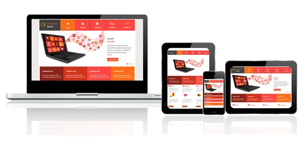 Modèle de site Web sur plusieurs appareils — Image vectorielle