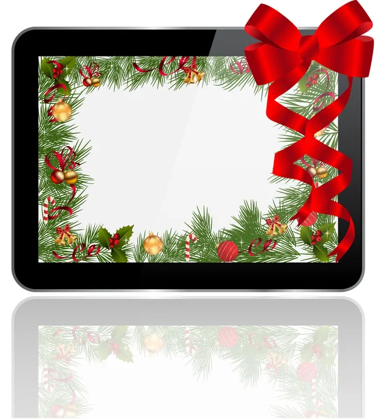 Tablet PC Christmas gift — Stock Vector