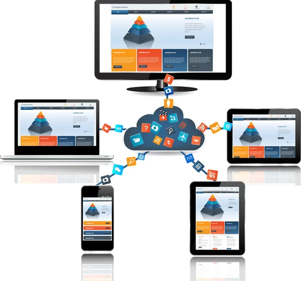 Diseño del concepto de computación en nube — Vector de stock