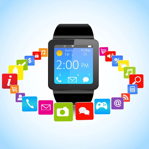 Smartwatch and Application Icons — Stock Vector