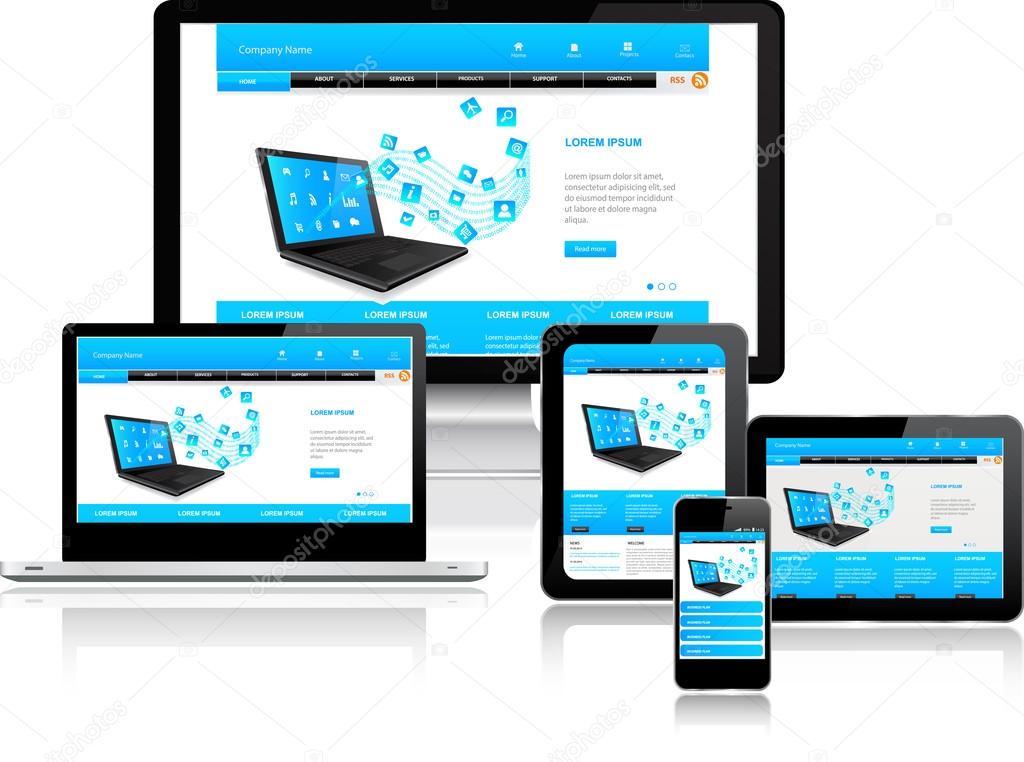 Website template on multiple devices