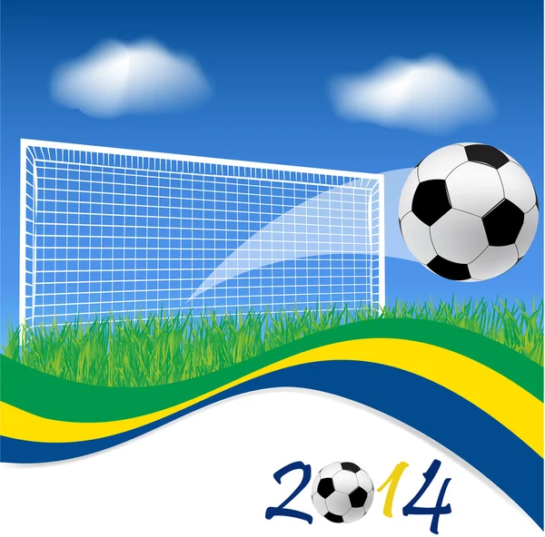 Soccer goal and ball — Stock Vector