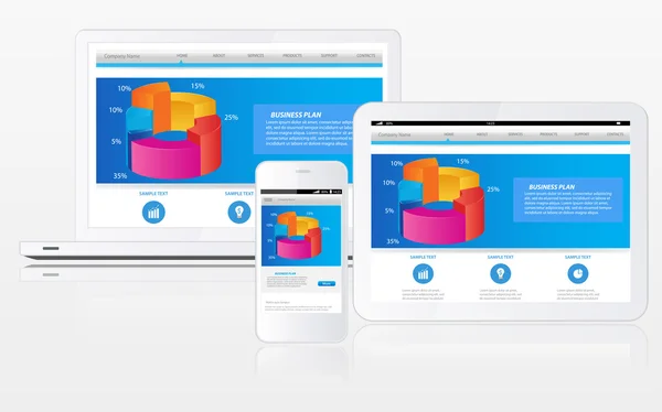Modèle de site Web sur plusieurs appareils — Image vectorielle
