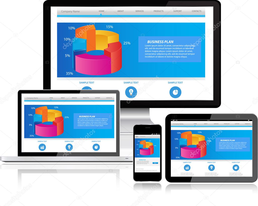 Website Template Multiple Devices 49272023 - WDRFree Vector illustration of Website Template Multiple Devices 49272023