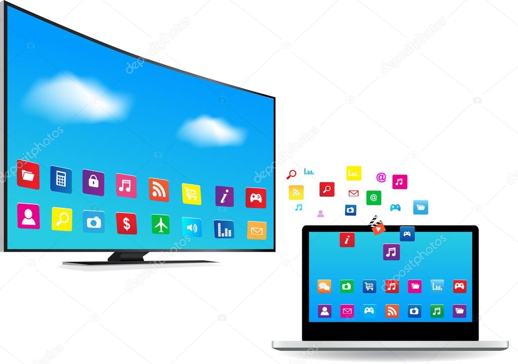 Smart TV and Laptop with Apps