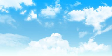 Mavi gökyüzünde bulutlar olan bir arka plan. Mavi Gökyüzü vektörü