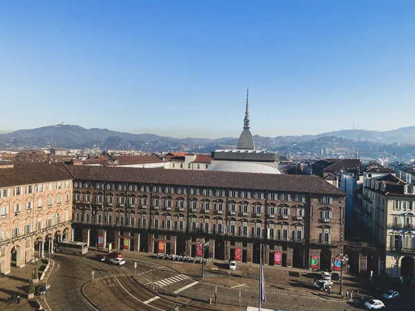 Overview Piazza Castello Turin Palazzo Madama Turin Piedmont Italy — Zdjęcie stockowe