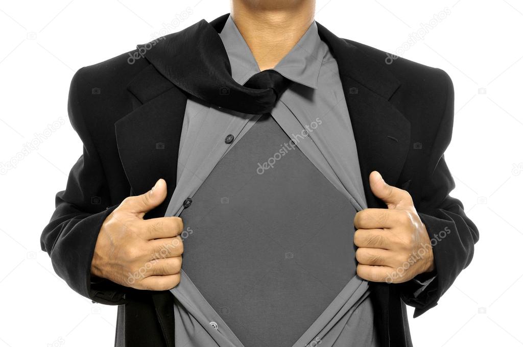 Business Man Open His Shirt