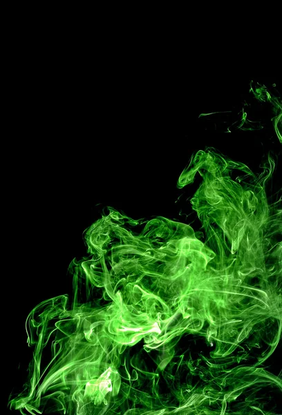 Abstrakt grøn røg på sort baggrund - Stock-foto