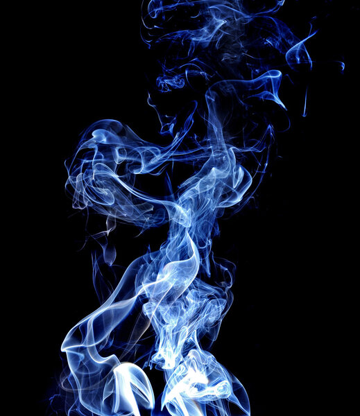 Abstract blue smoke on black background. Good for your design