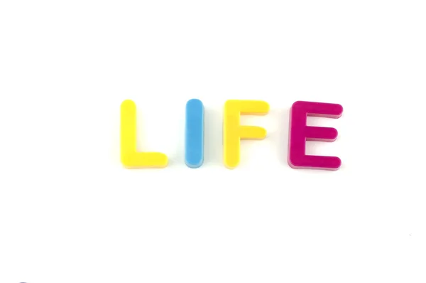Palavra de vida de brinquedos de plástico Cartas — Fotografia de Stock