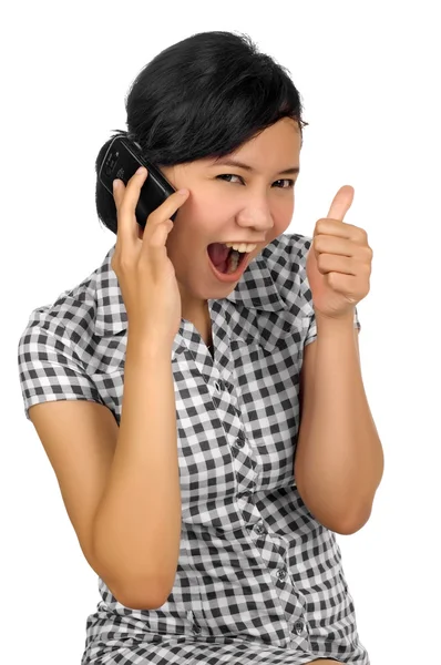 Frau telefonisch angerufen — Stockfoto