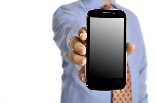 Business Man Holding Smartphone — Stock Photo, Image