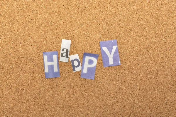 Happy Word Made From Newspaper Letter — Stock Photo, Image