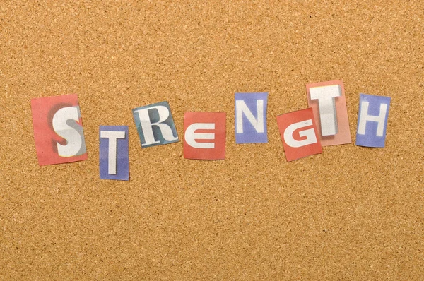 Strength Word Made From Newspaper Letter — Stock Photo, Image