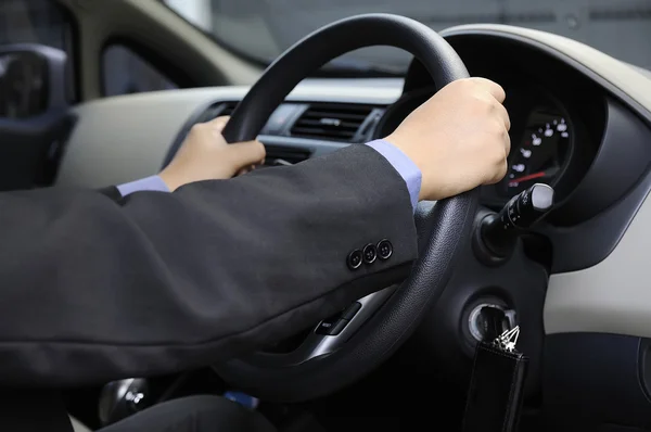 Business Man Driving A Card — Stock Photo, Image