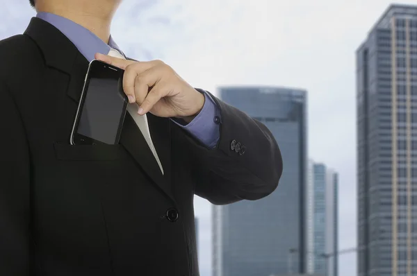 Business Man Holding Cellphone — Stock Photo, Image