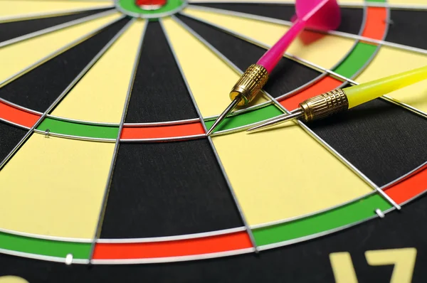 Dart Arrows On The Dartboard — Stock Photo, Image