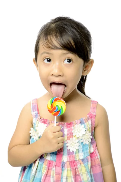 Cute Little Girl Eating Lollipop — Stock Photo, Image