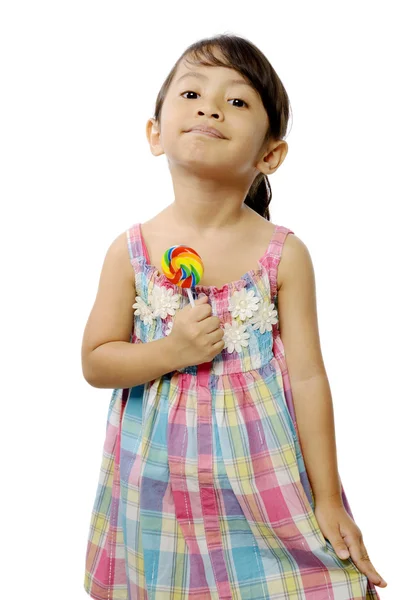 Cute Little Girl Eating Lollipop — Stock Photo, Image